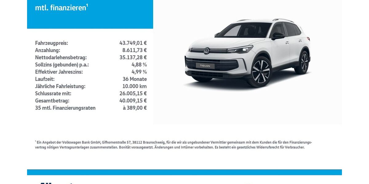 VW Tiguan 12.270 km 43.749 &euro; Leinefelde-Worbis/DE 37327