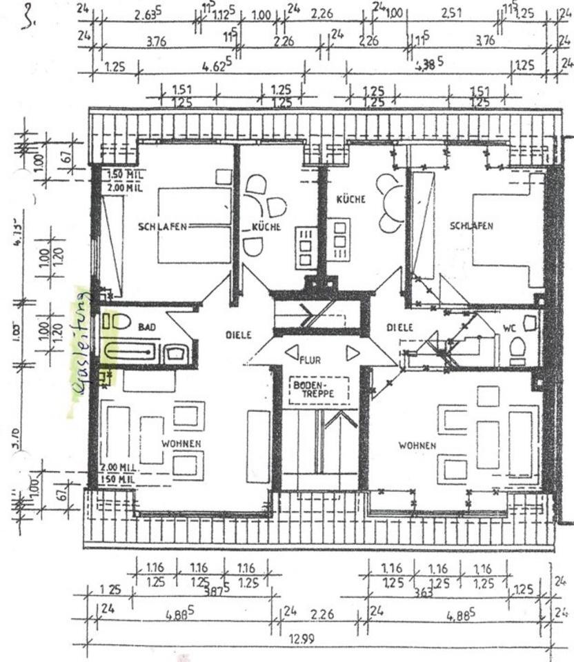 Renovierte 3 12-Raum EtagenDachgeschoss Wohnung auf 2 Etagen