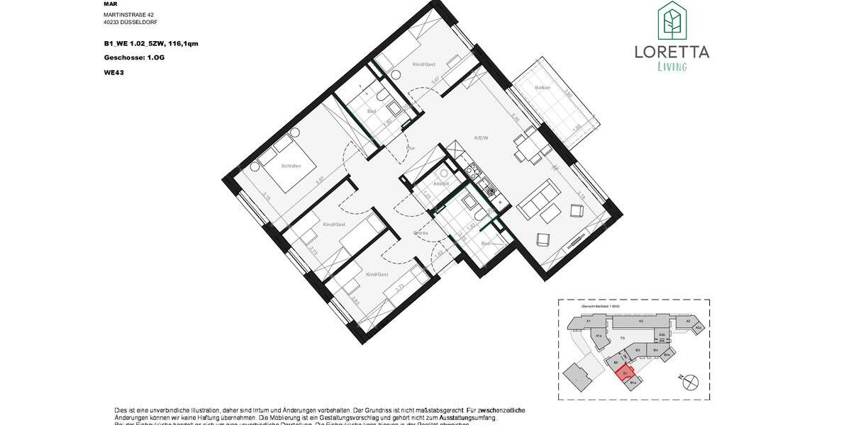 Etagenwohnung Düsseldorf Stadtbezirk 3 - 5 Zimmer, 116 m&sup2;, 2.180&euro; | Angebot:24625212