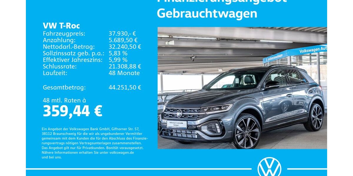 VW T-Roc 1.501 km 37.930 &euro; Stuttgart-Wangen 70188