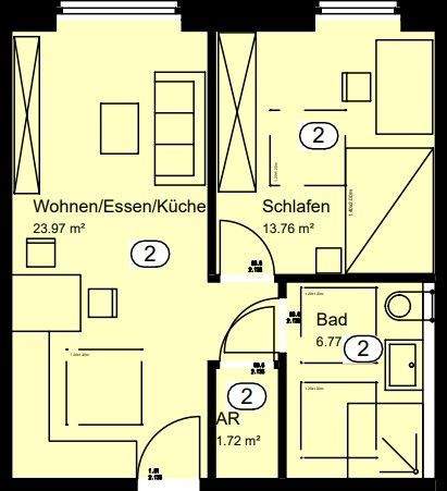 Etagenwohnung Recke - 2 Zimmer, 46 m&sup2;, 508&euro; | Angebot:24989757