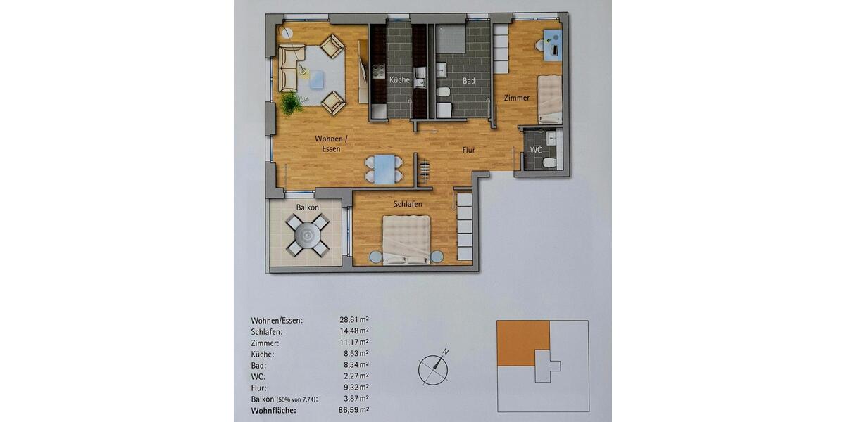 Etagenwohnung Deißlingen - 3 Zimmer, 86 m&sup2;, 419.000&euro; | Angebot:26375434