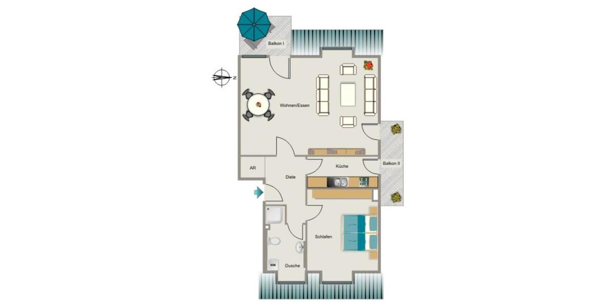 Etagenwohnung Meerbusch - 2.5 Zimmer, 72 m&sup2;, 802&euro; | Angebot:25064784