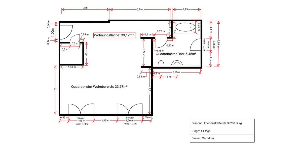 Etagenwohnung Burg - 1.5 Zimmer, 40 m&sup2;, 37.800&euro; | Angebot:24768360