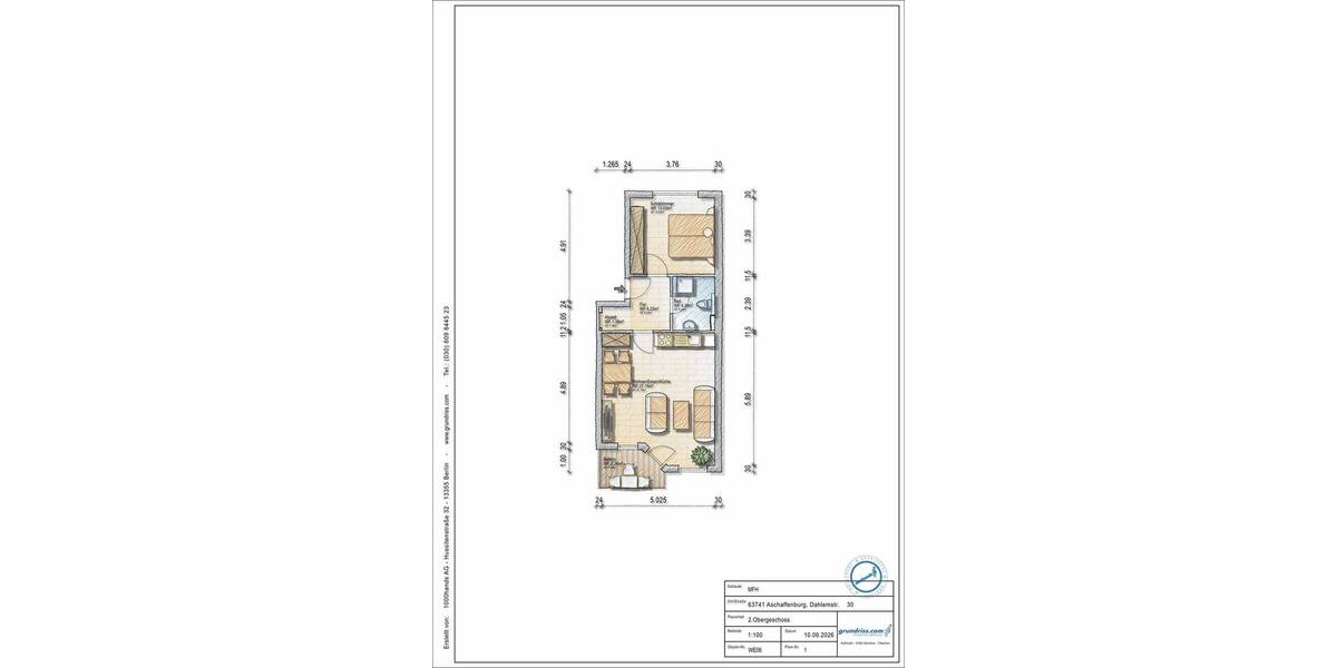 Etagenwohnung Aschaffenburg Damm - 2 Zimmer, 52 m&sup2;, 199.000&euro; | Angebot:26879352