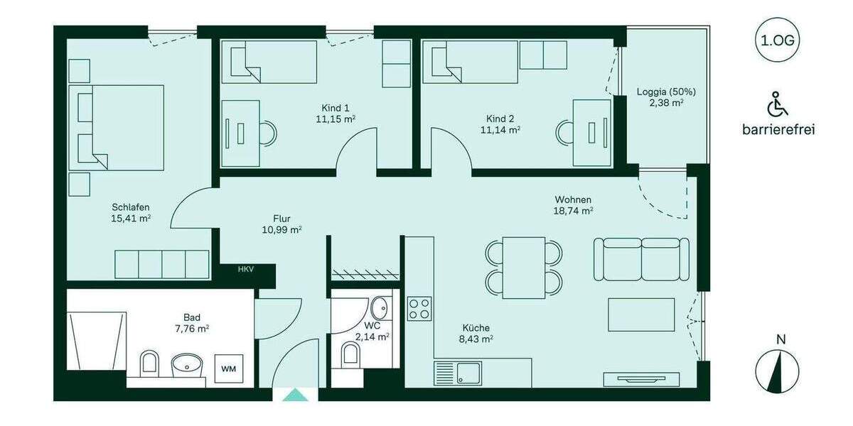 Etagenwohnung Düsseldorf Benrath - 4 Zimmer, 88 m&sup2;, 515.900&euro; | Angebot:24775652