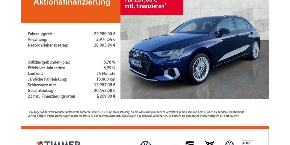 Audi A3 63.756 km 23.290 &euro; Nordhorn 48529