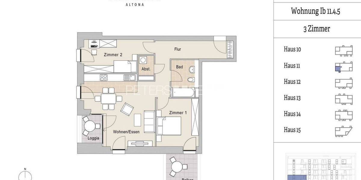 Etagenwohnung Hamburg Altona-Nord - 3 Zimmer, 83 m&sup2;, 1.899&euro; | Angebot:26863286