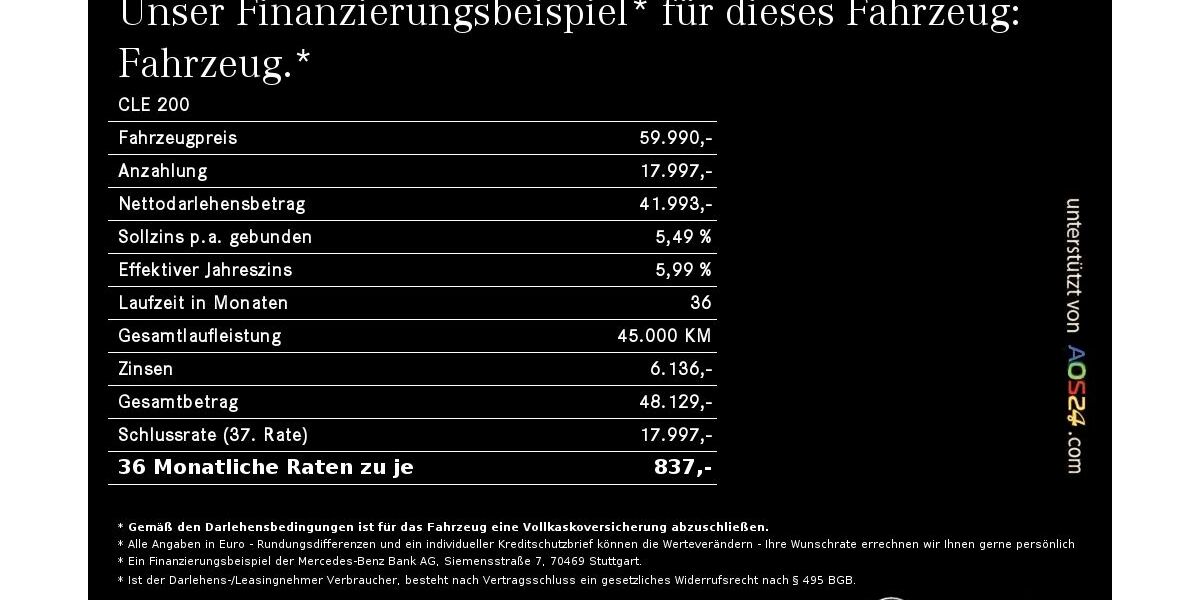 Mercedes-Benz CLE 200 8.500 km 59.800 &euro; Regensburg 93053
