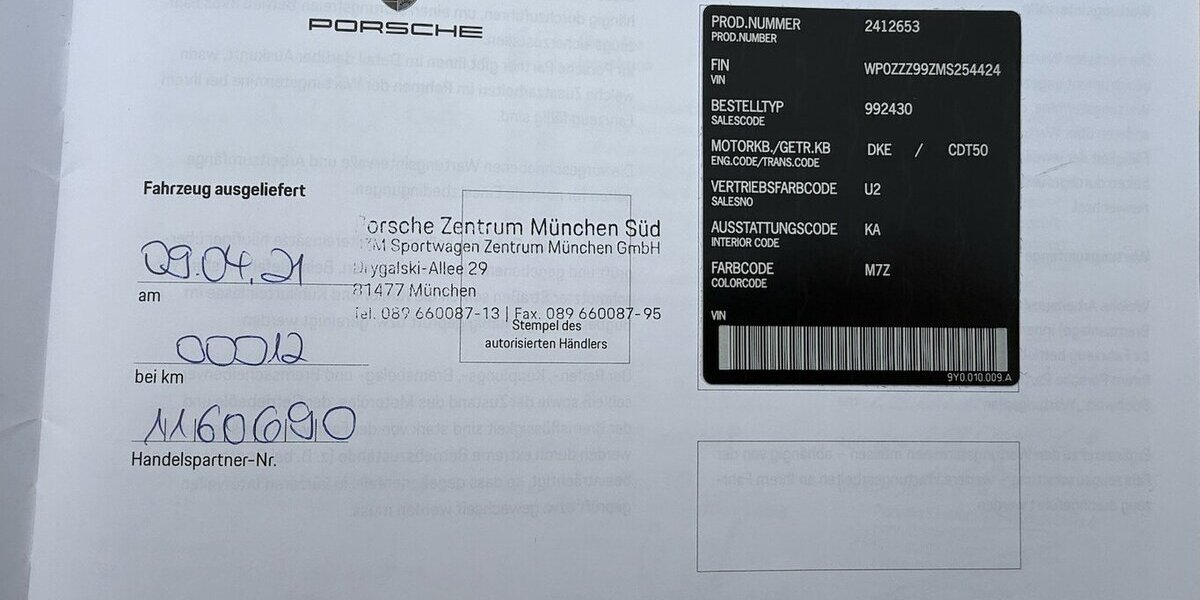 Porsche 992 Turbo*1.Hand,unfallfei,Approved,NP 206k* 19.000 km 169.850 &euro; Schorndorf 73614