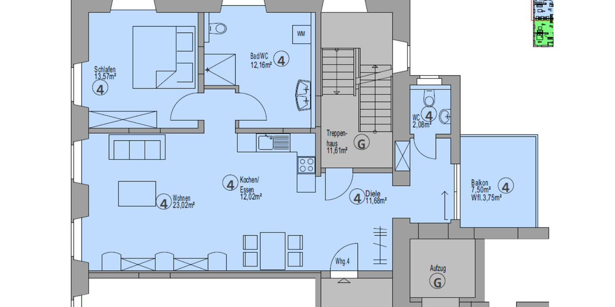 Etagenwohnung Donaueschingen - 2.5 Zimmer, 79 m&sup2;, 869&euro; | Angebot:25205596