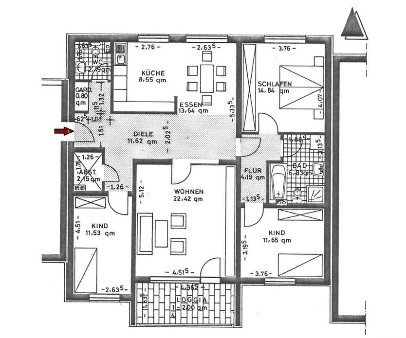 Helle 4,5 - Zimmer-Wohnung mit Balkon & TG-Stellplatz