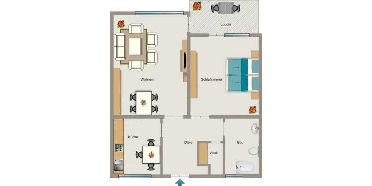 Erdgeschoßwohnung Moers Rheinkamp - 2.5 Zimmer, 50 m&sup2;, 432&euro; | Angebot:26416240
