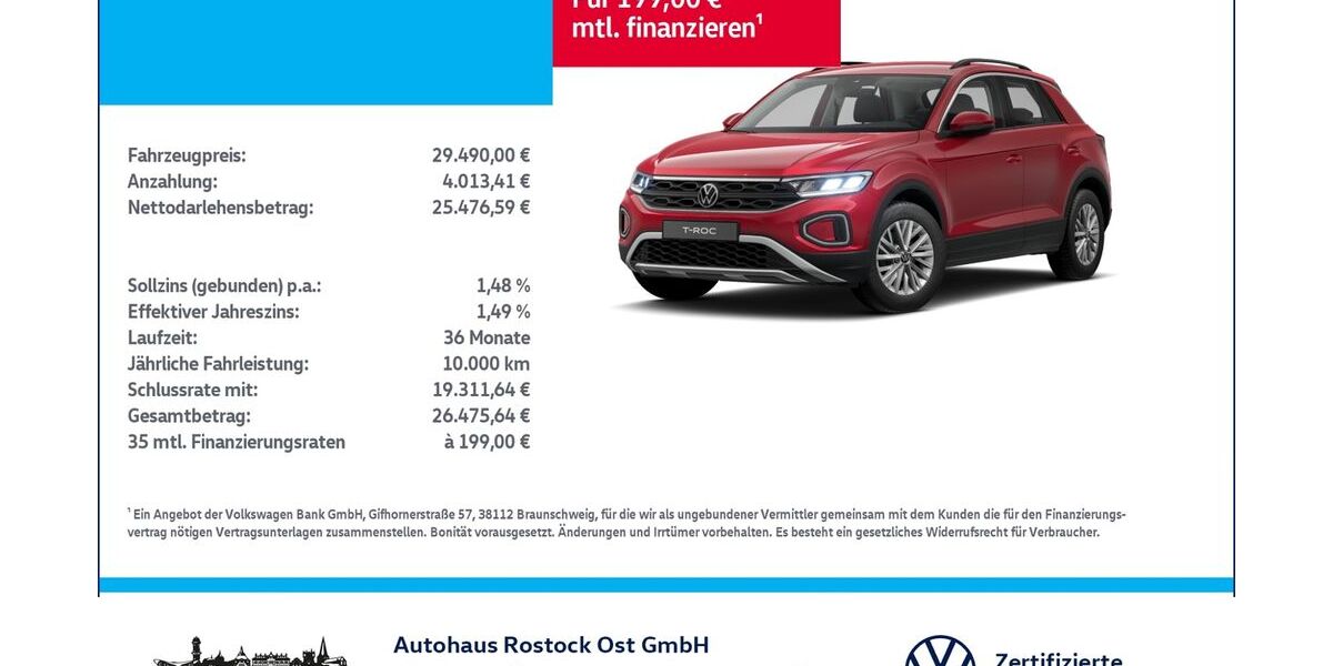 VW T-Roc 9.700 km 29.490 &euro; Rostock 18146