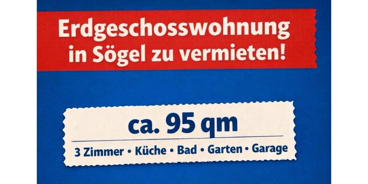Erdgeschoßwohnung Sögel - 3 Zimmer, 95 m&sup2;, 950&euro; | Angebot:26226967