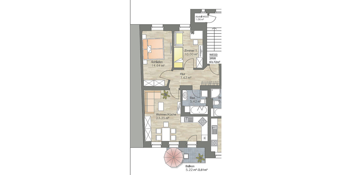 Etagenwohnung Chemnitz Sonnenberg - 3 Zimmer, 64 m&sup2;, 430&euro; | Angebot:26243388