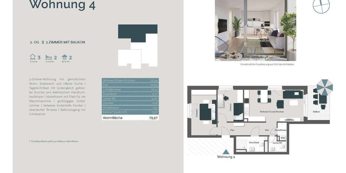 Etagenwohnung Bad Säckingen - 3 Zimmer, 80 m&sup2;, 435.500&euro; | Angebot:26373658