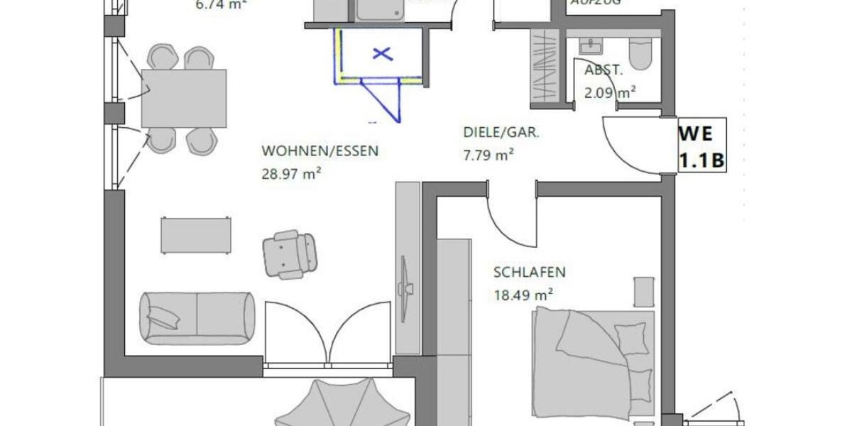 Etagenwohnung Bad Camberg - 2 Zimmer, 74 m&sup2;, 900&euro; | Angebot:25360893