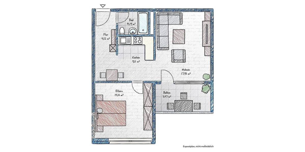Etagenwohnung Wutöschingen - 2 Zimmer, 53 m&sup2;, 145.000&euro; | Angebot:25777578
