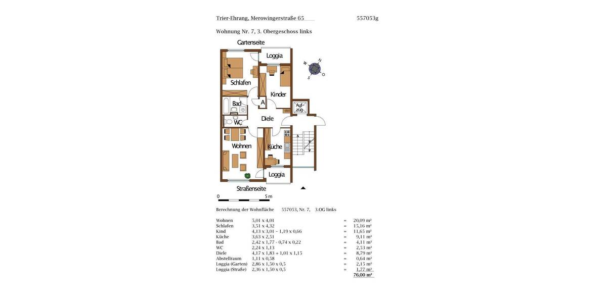 Etagenwohnung Trier Ehrang - 3 Zimmer, 76 m&sup2;, 590&euro; | Angebot:26881604