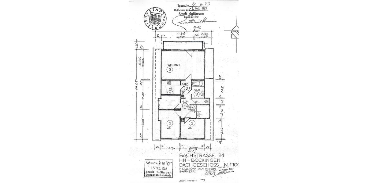 Dachgeschoßwohnung Heilbronn Böckingen - 4 Zimmer, 74 m&sup2;, 275.000&euro; | Angebot:25368878