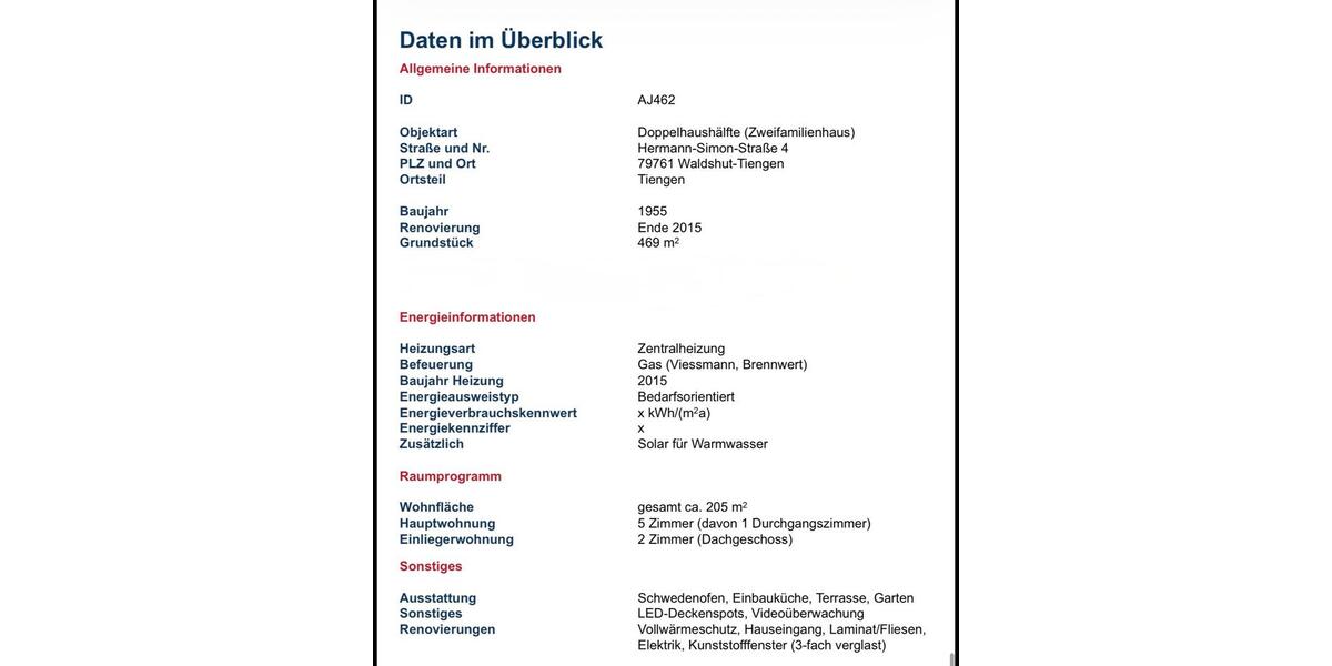 Doppelhaushälfte Waldshut-Tiengen Tiengen - 7 Zimmer, 205 m&sup2;, 749.000&euro; | Angebot:26946498