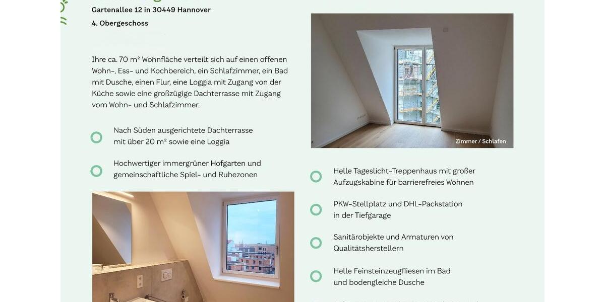 Dachgeschoßwohnung Hannover Linden-Limmer - 2 Zimmer, 70 m&sup2;, 1.195&euro; | Angebot:25025480