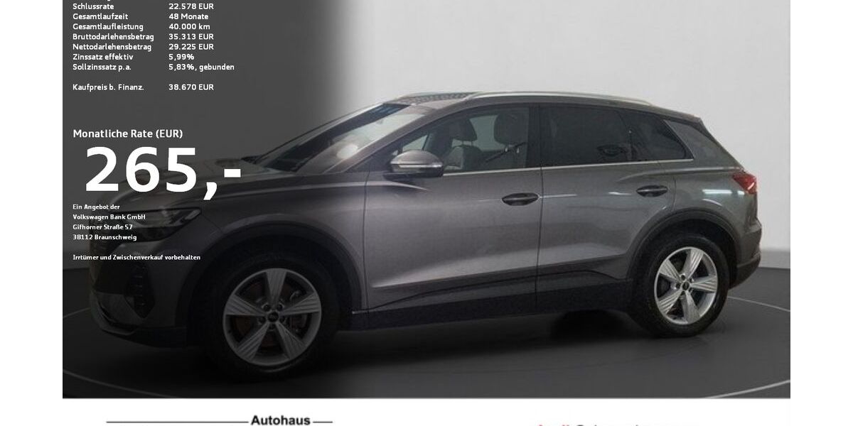 Audi Q4 e-tron 19.894 km 38.670 &euro; Ravensburg 88214