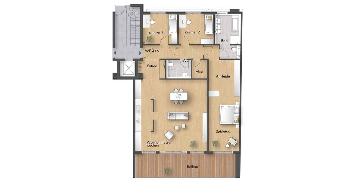 Etagenwohnung Düsseldorf Unterbach - 4 Zimmer, 155 m&sup2;, 2.000&euro; | Angebot:26799425