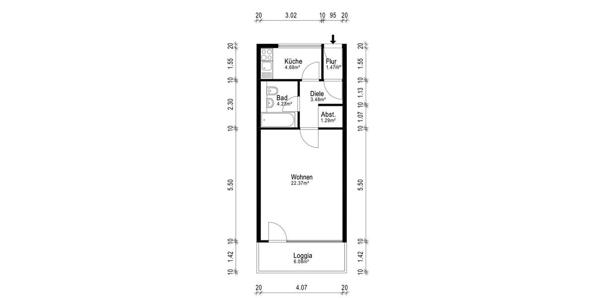 Erdgeschoßwohnung Puchheim - 1 Zimmer, 37 m&sup2;, 889&euro; | Angebot:25415196