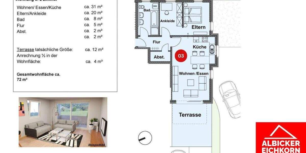 Etagenwohnung Lauchringen Unterlauchringen - 3 Zimmer, 72 m&sup2;, 353.000&euro; | Angebot:25744826